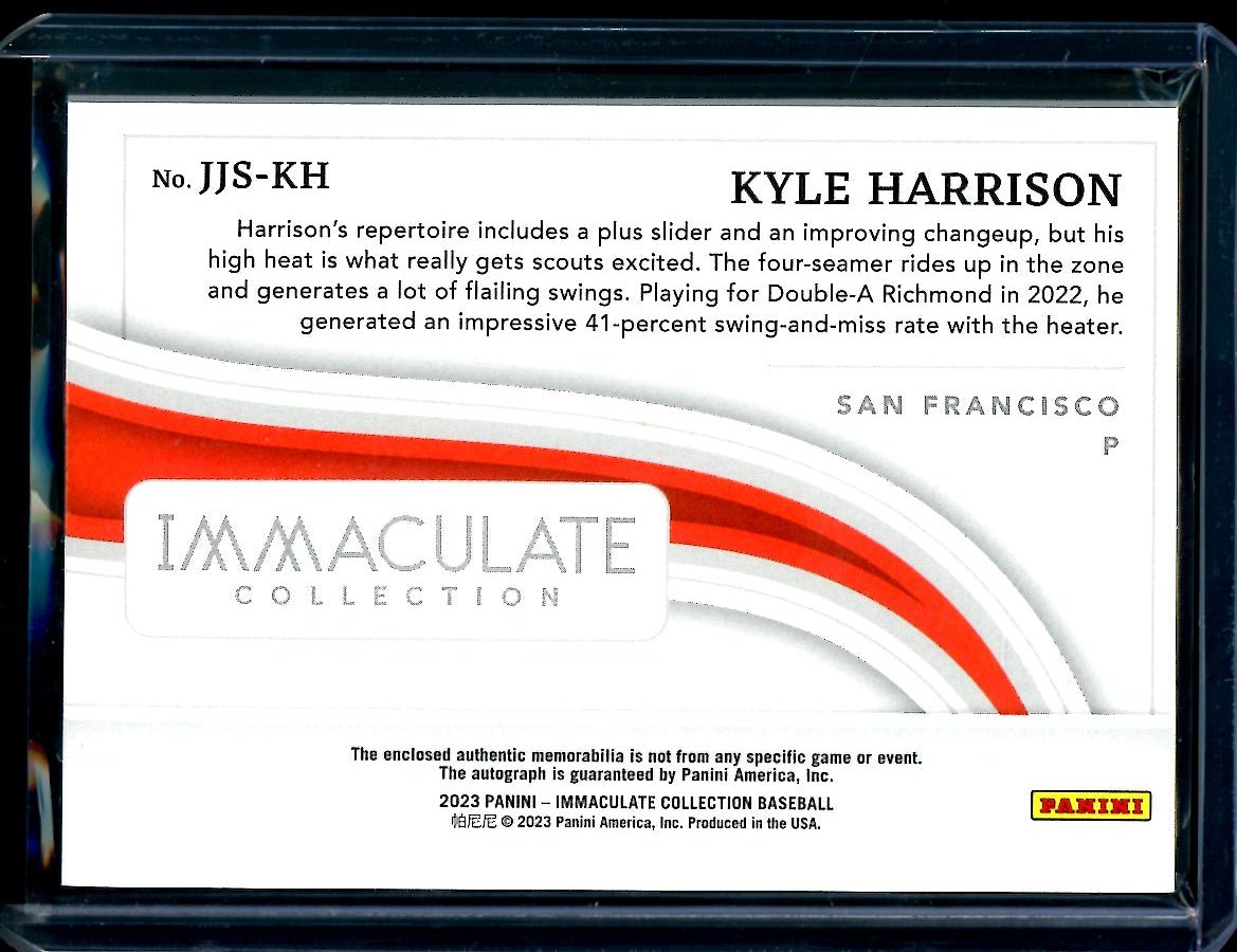 2023 Panini Immaculate Kyle Harrison Patch Auto /99 Giants - Trading Card Market