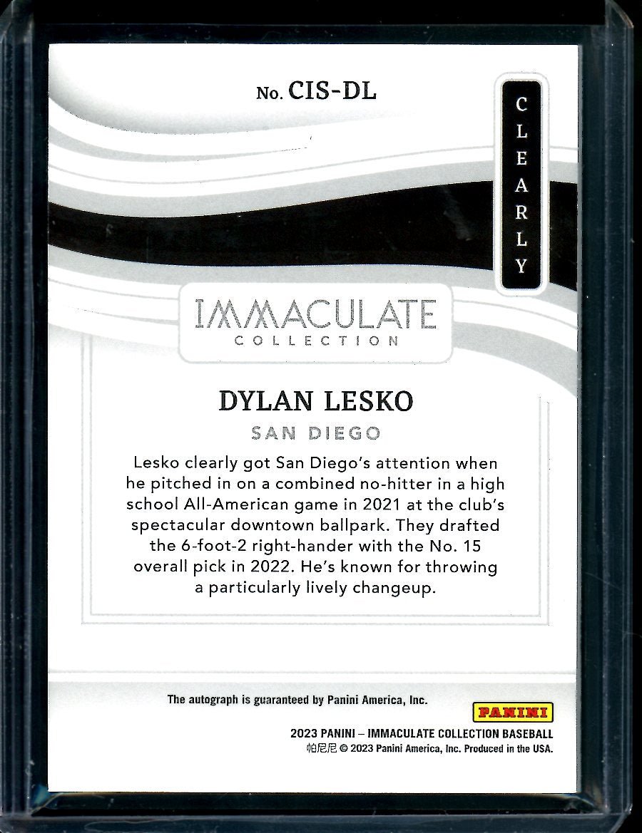 2023 Panini Immaculate Dylan Lesko Clearly Green Auto /5 Padres - Trading Card Market