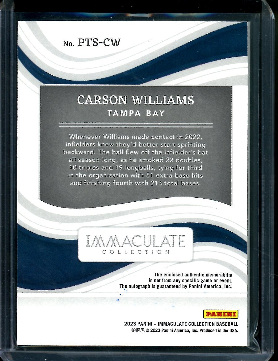 2023 Panini Immaculate Carson Williams Patch Auto /25 Rays - Trading Card Market