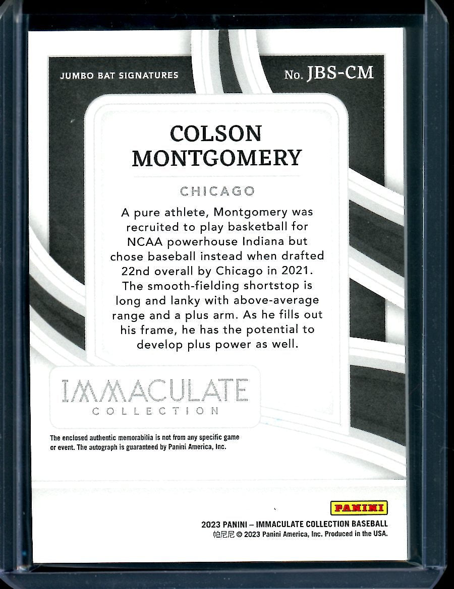 2023 Panini Immaculate Colson Montgomery Jumbo Bat Patch Auto /25 White Sox - Trading Card Market