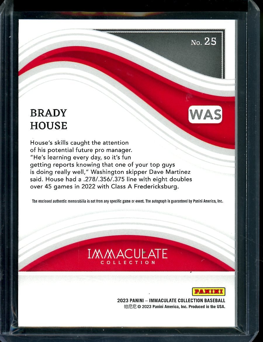 2023 Panini Immaculate Brady House Prospect Patch Auto Red /49 Nationals - Trading Card Market