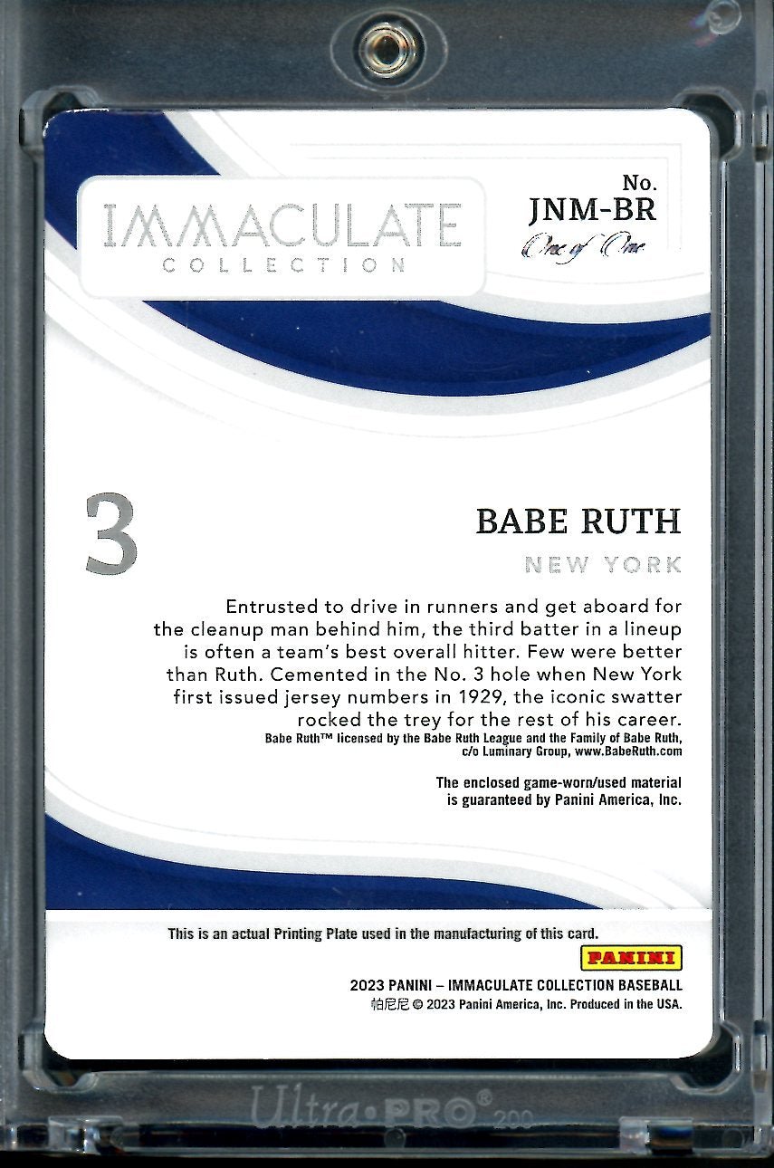 2023 Panini Immaculate Babe Ruth Printing Plate Game Worn Patch 1/1 Yankees - Trading Card Market