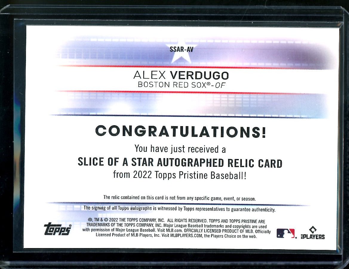 2022 Topps Prestine Alex Verdugo Patch Auto Red Sox - Trading Card Market