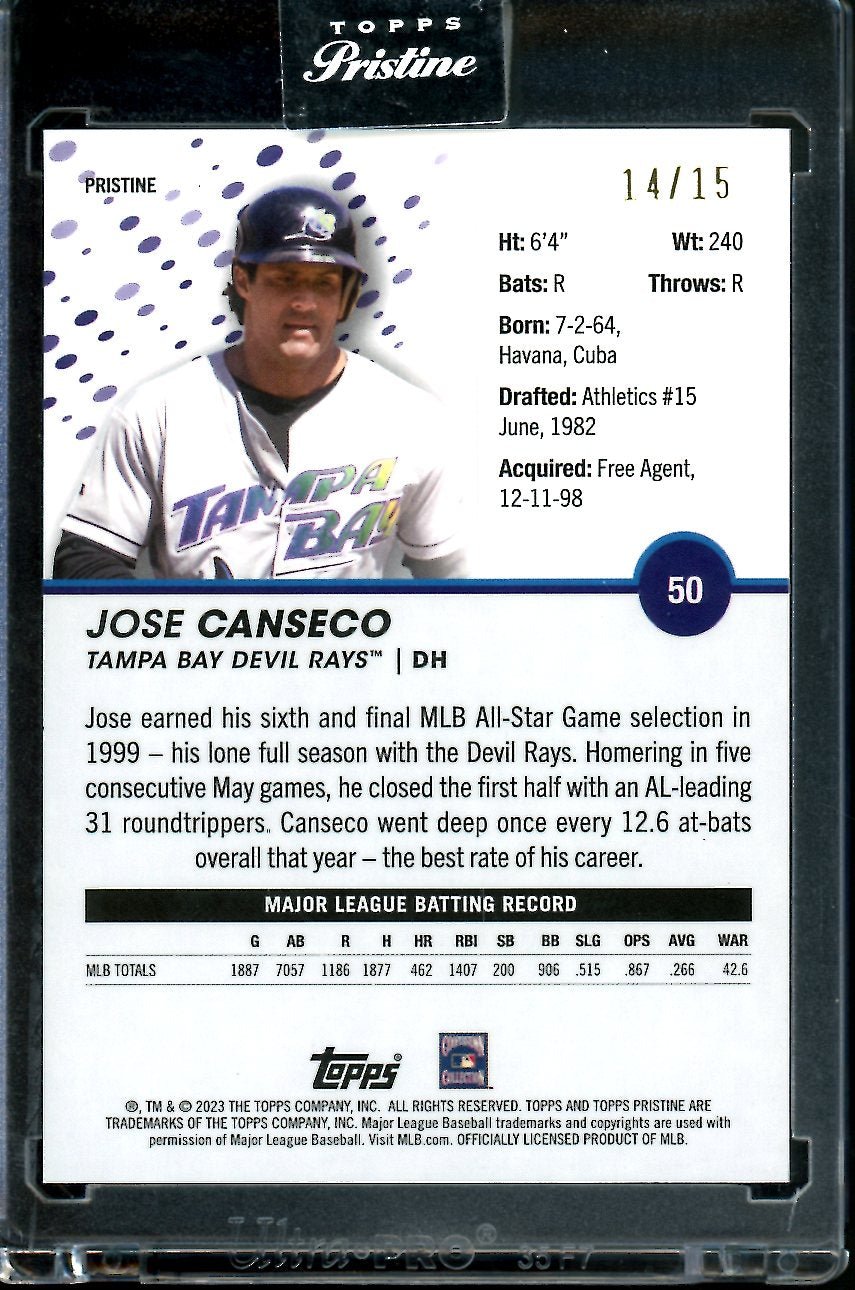 2023 Topps Prestine Jose Canseco Pink /15 Rays - Trading Card Market