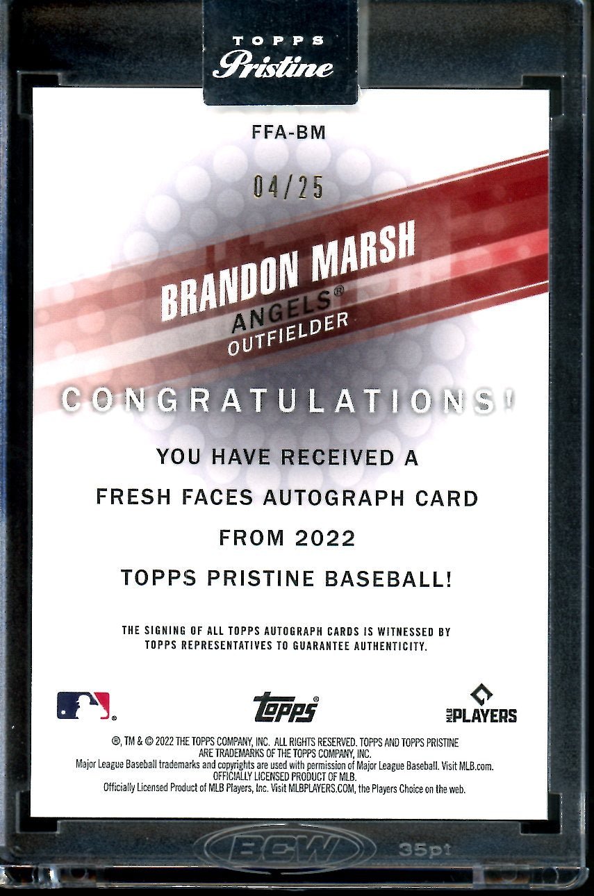 2022 Topps Prestine Brandon Marsh Rookie Auto Orange /25 Phillies - Trading Card Market