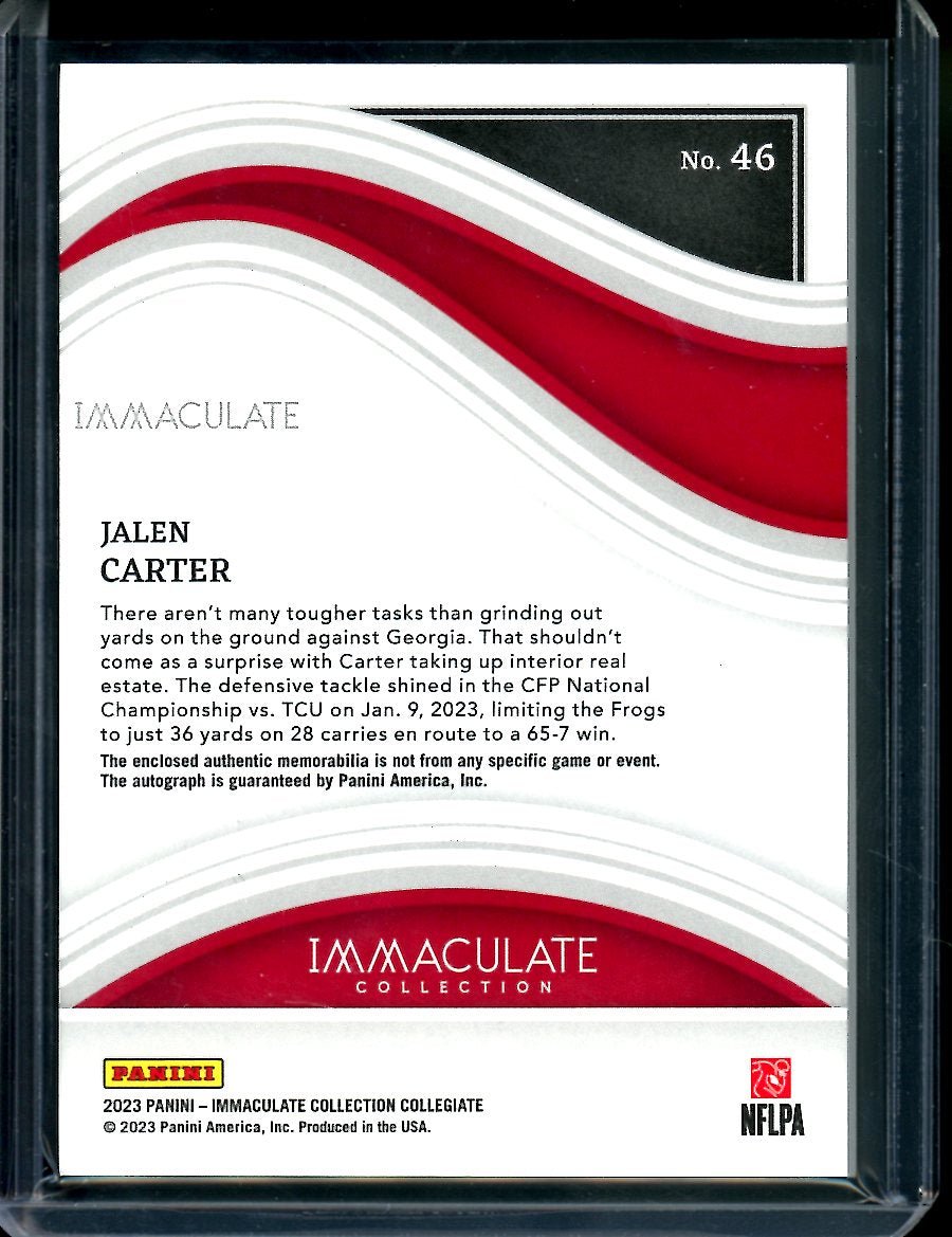 2023 Panini Immaculate Collegiate Jalen Carter Rookie RPA /10 Chic - Fil - A Patch Eagles - Trading Card Market