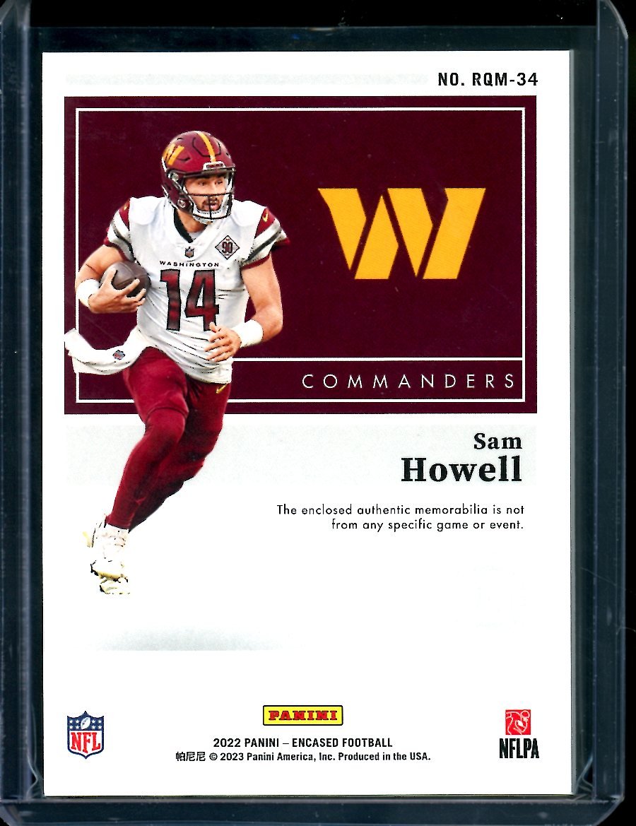 2022 Panini Encased Sam Howell Rookie Patch Yellow /25 Commanders - Trading Card Market