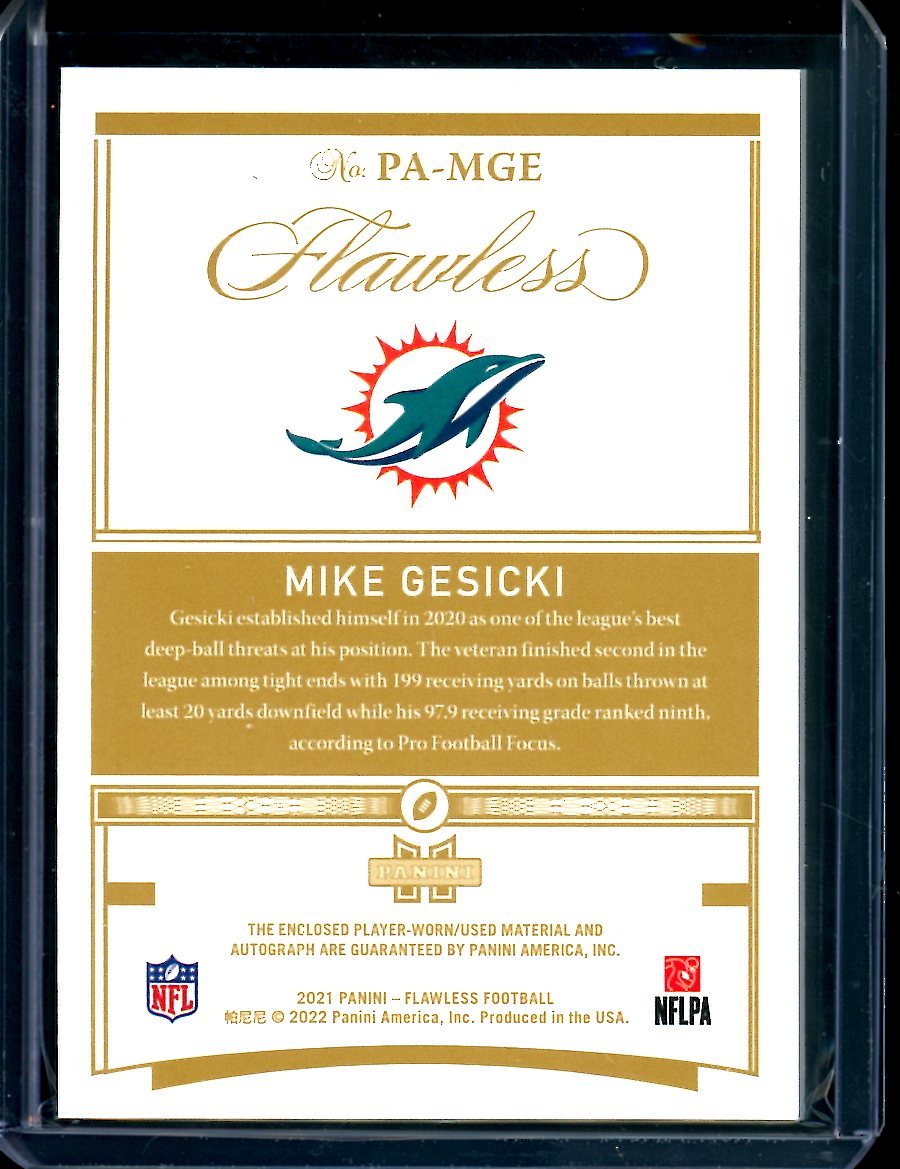 2021 Panini Flawless Mike Gesicki Patch Auto /25 Dolphins - Trading Card Market