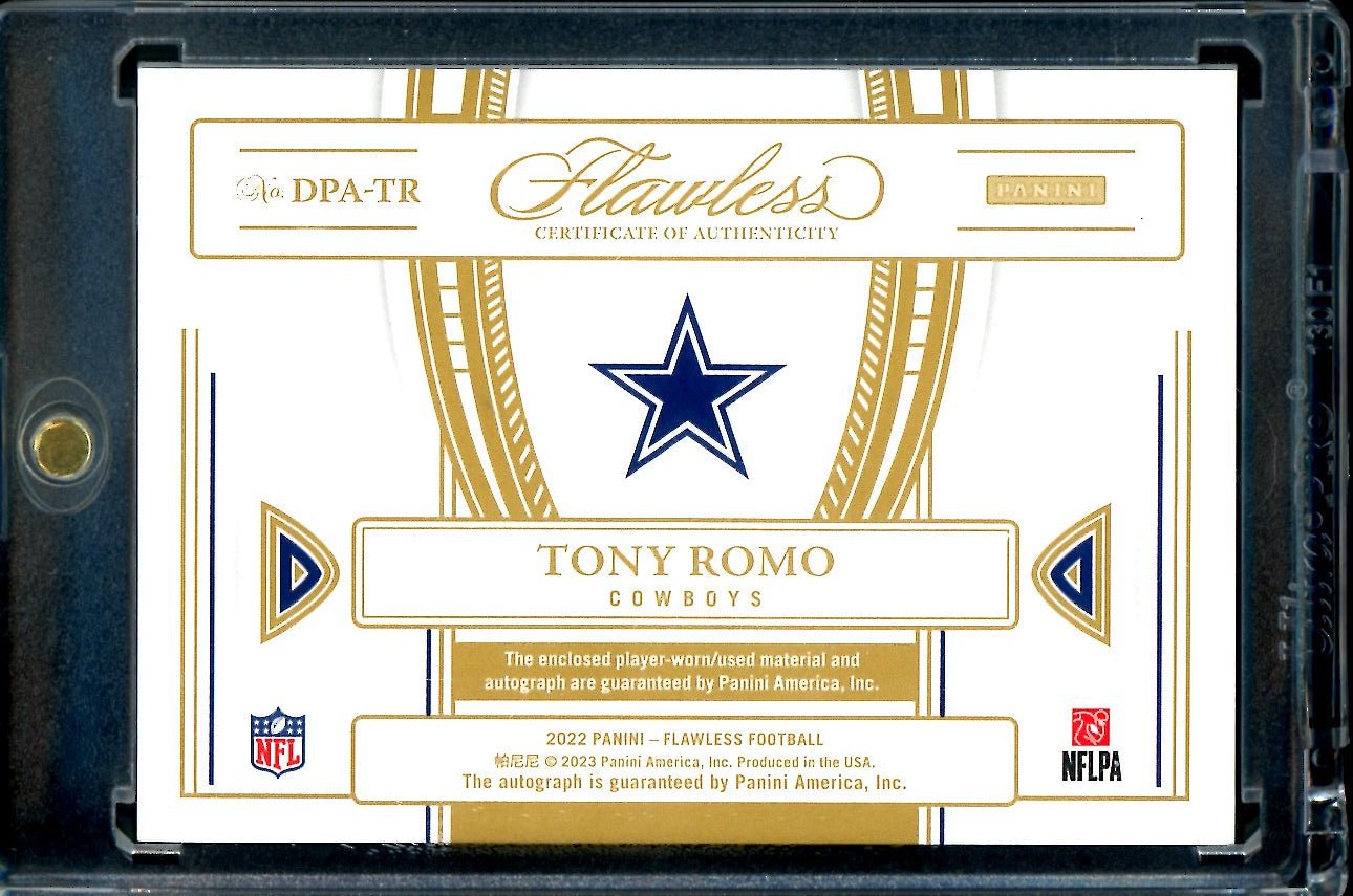 2022 Panini Flawless Tony Romo Distinguished Patch Auto /10 Cowboys - Trading Card Market