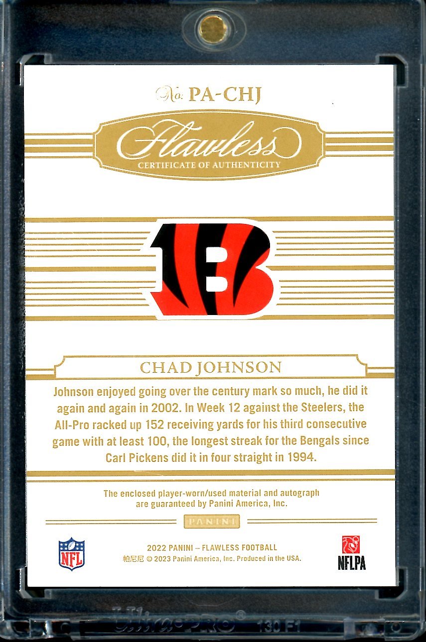 2022 Panini Flawless Chad Johnson Laundry Tage Patch Auto Green /3 Bengals - Trading Card Market