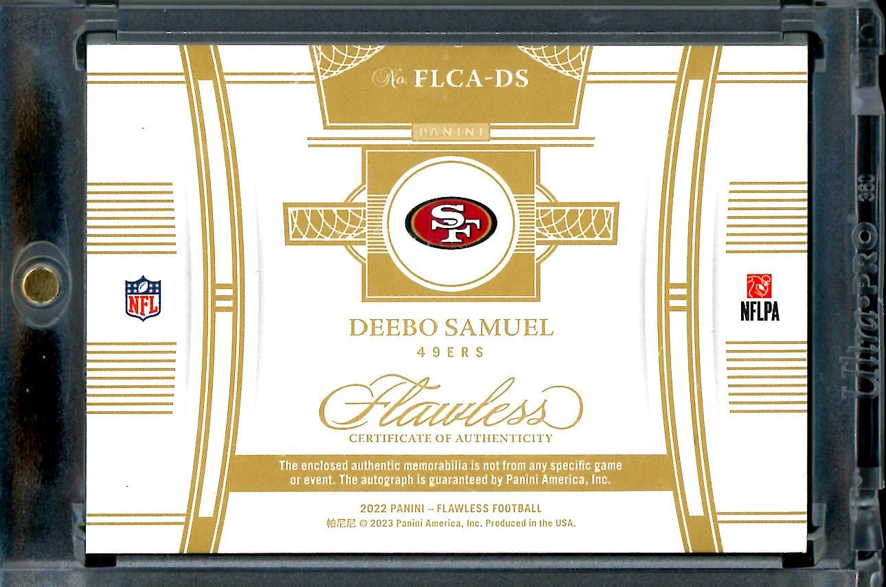 2022 Panini Flawless Deebo Samuel Cleat Patch Auto /5 49ers - Trading Card Market