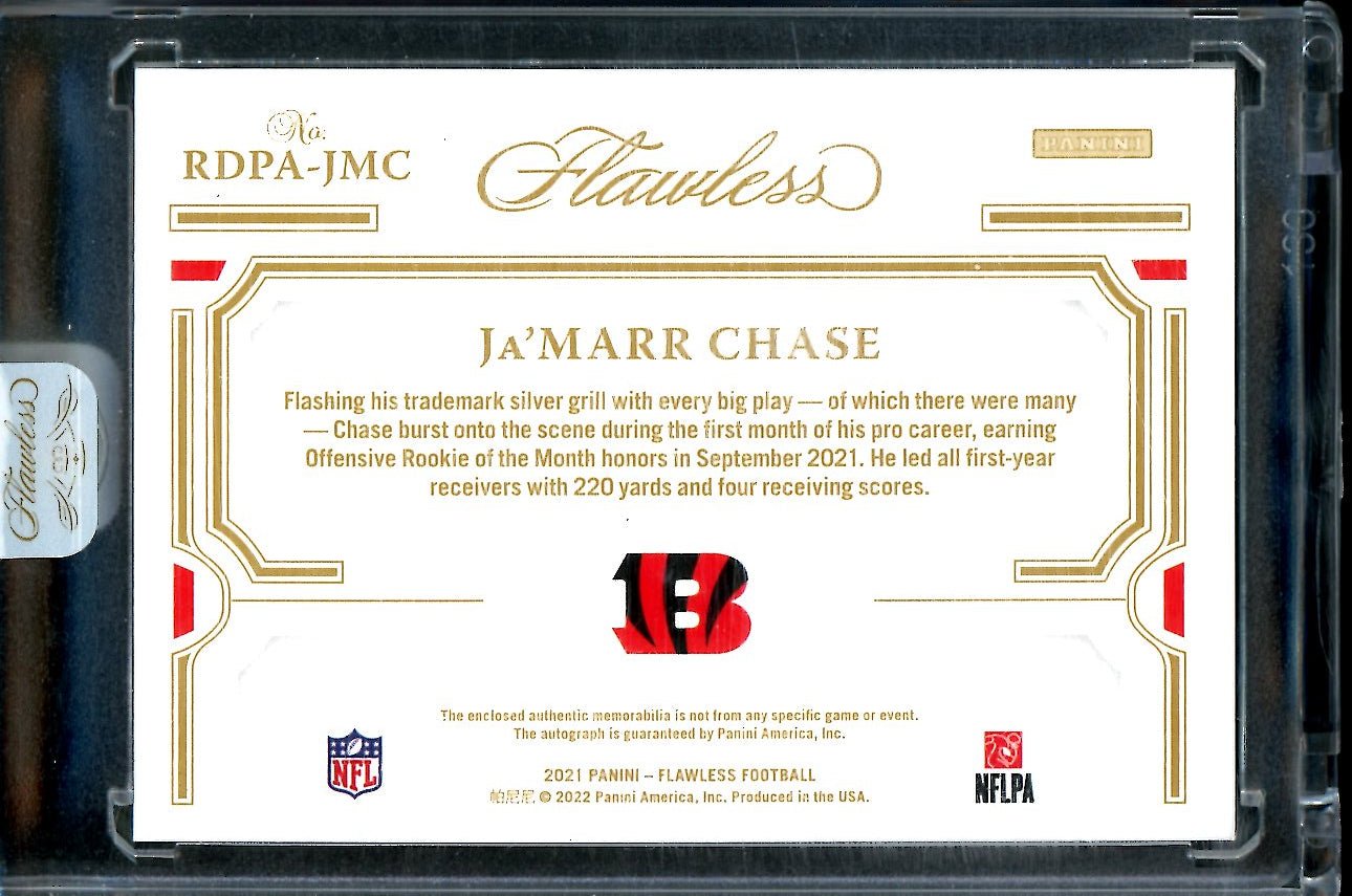 2021 Panini Flawless Ja'Marr Chase Rookie Auto RPA Red /15 Bengals - Trading Card Market
