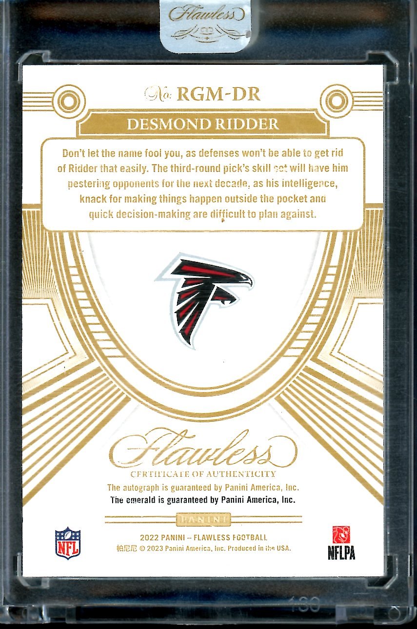 2022 Panini Flawless Desmond Ridder Rookie Emerald Auto /5 Falcons - Trading Card Market
