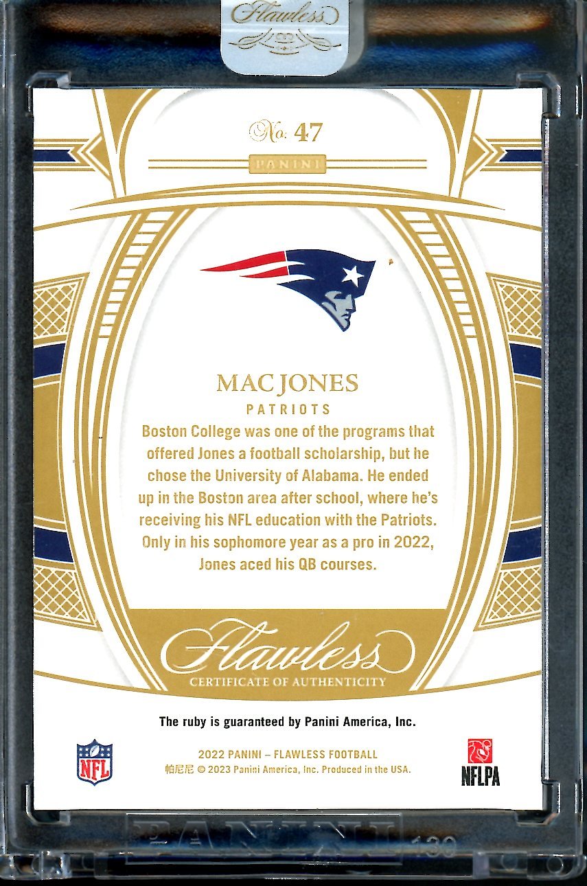 2022 Panini Flawless Mac Jones Ruby /20 Patriots - Trading Card Market