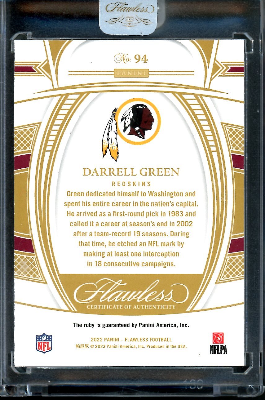 2022 Panini Flawless Darrell Green Ruby /20 Commanders - Trading Card Market