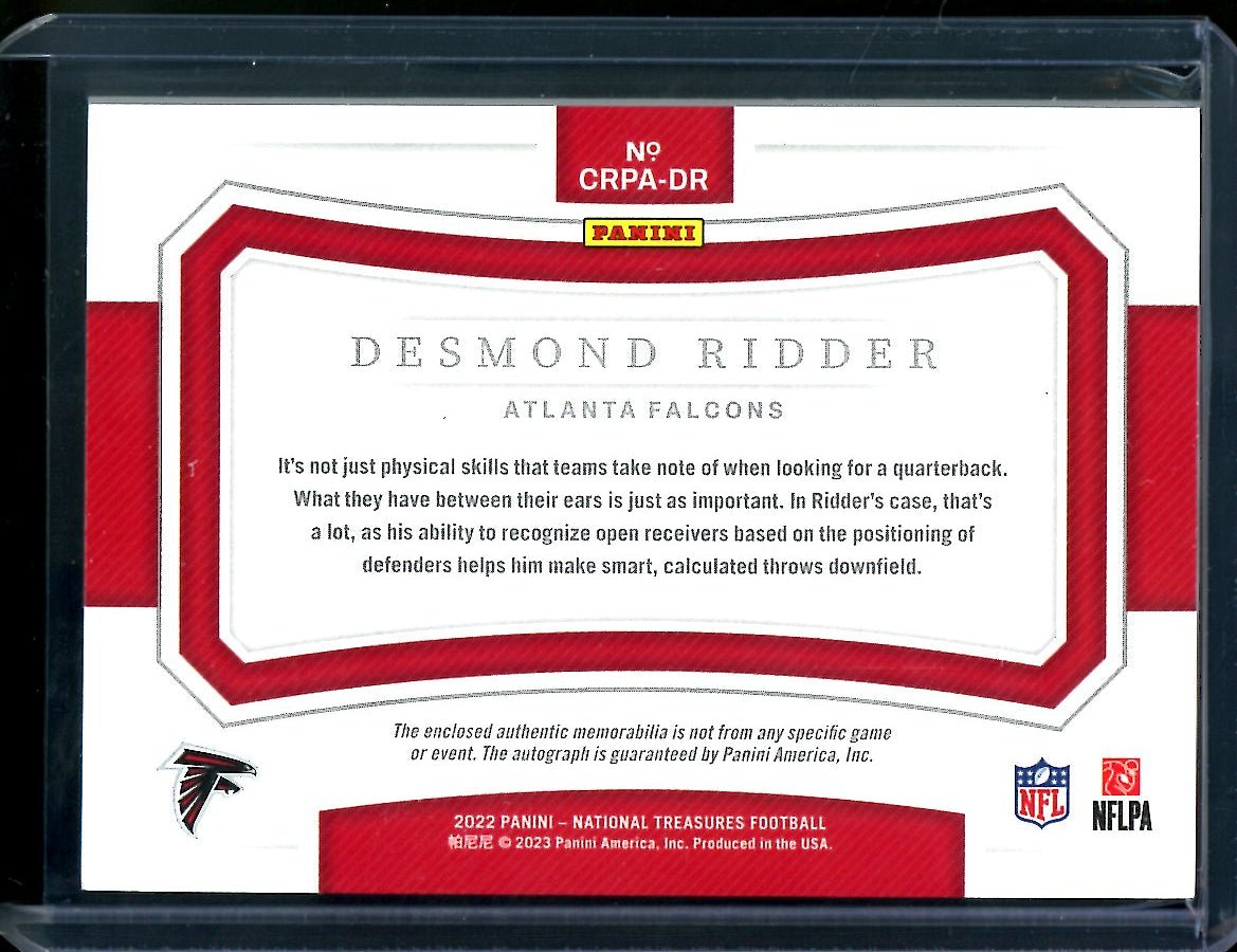 2022 Panini National Treasures Desmond Ridder Rookie Crossover RPA /99 Falcons - Trading Card Market