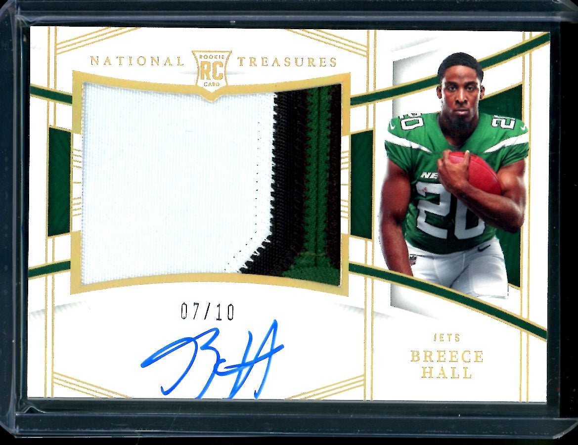 2022 Panini National Treasures Breece Hall Rookie RPA Gold /10 Jets - Trading Card Market