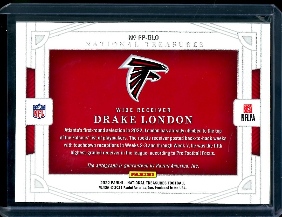 2022 Panini National Treasures Drake London Rookie Field Pass Auto /5 Falcons - Trading Card Market