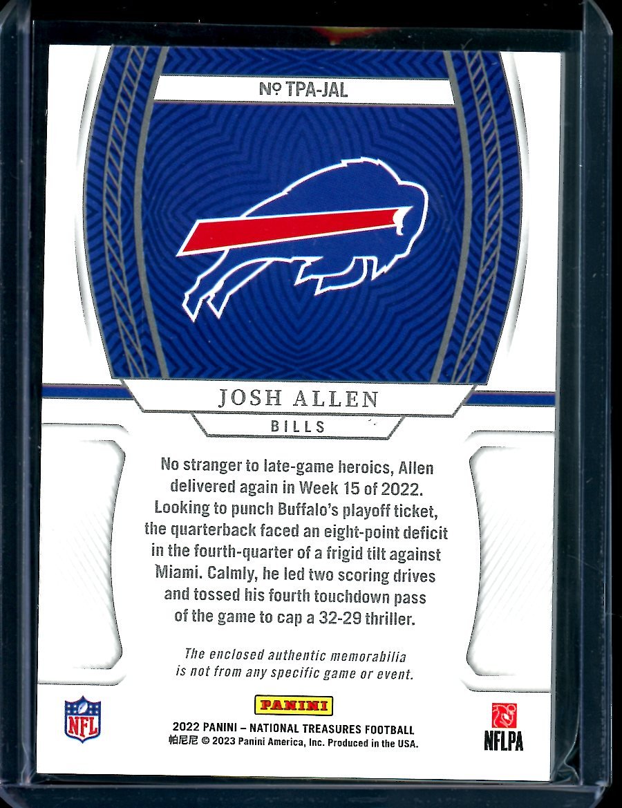 2022 Panini National Treasures Josh Allen Treasured Patches /25 Bills - Trading Card Market