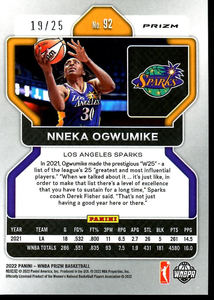 2022 Panini Prizm Nneka Ogwumike Mojo /25 Sparks - Trading Card Market