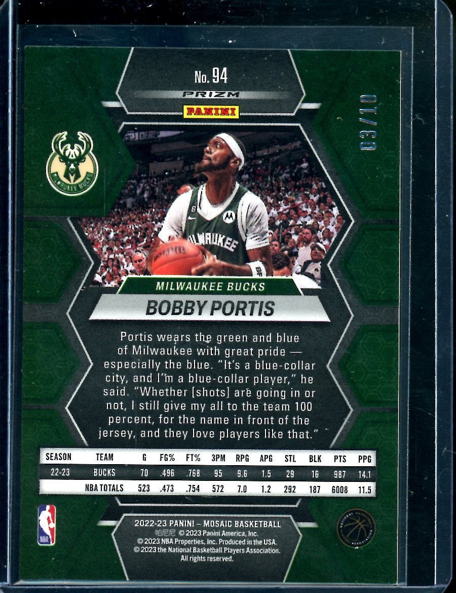 2022 - 23 Panini Mosaic Bobby Portis Gold Mosaic /10 Bucks - Trading Card Market