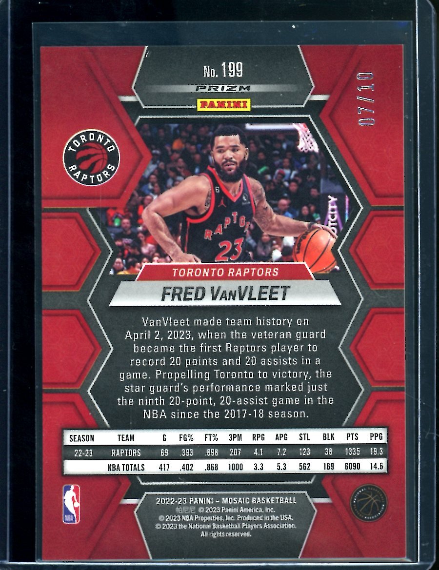 2022 - 23 Panini Mosaic Fred VanVleet Gold Disco /10 Raptors - Trading Card Market