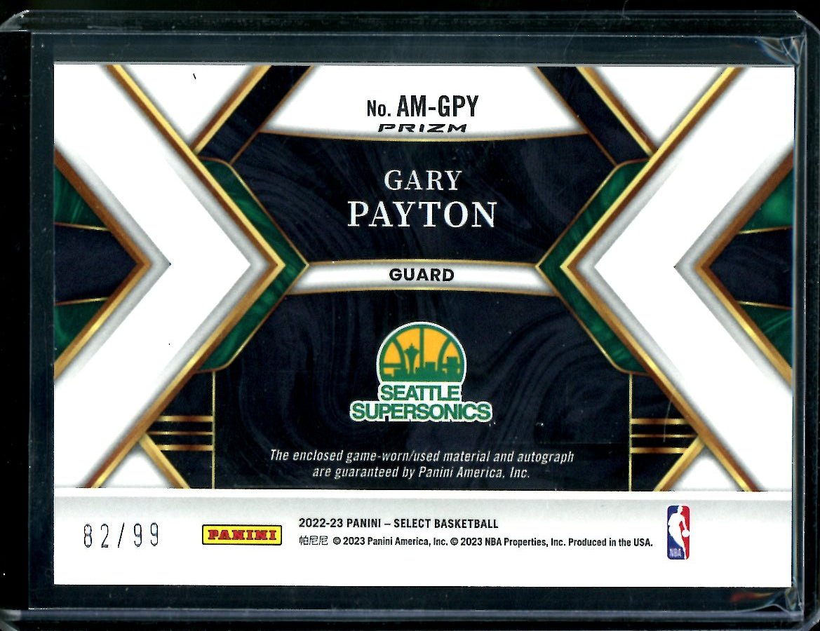 2022 - 23 Panini Select Gary Payton Patch Auto Sonics - Trading Card Market