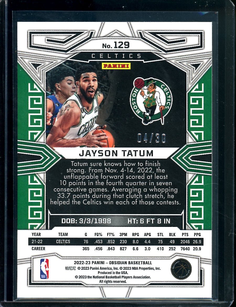 2022 - 23 Panini Obsidian Jayson Tatum Blue /30 Celtics - Trading Card Market