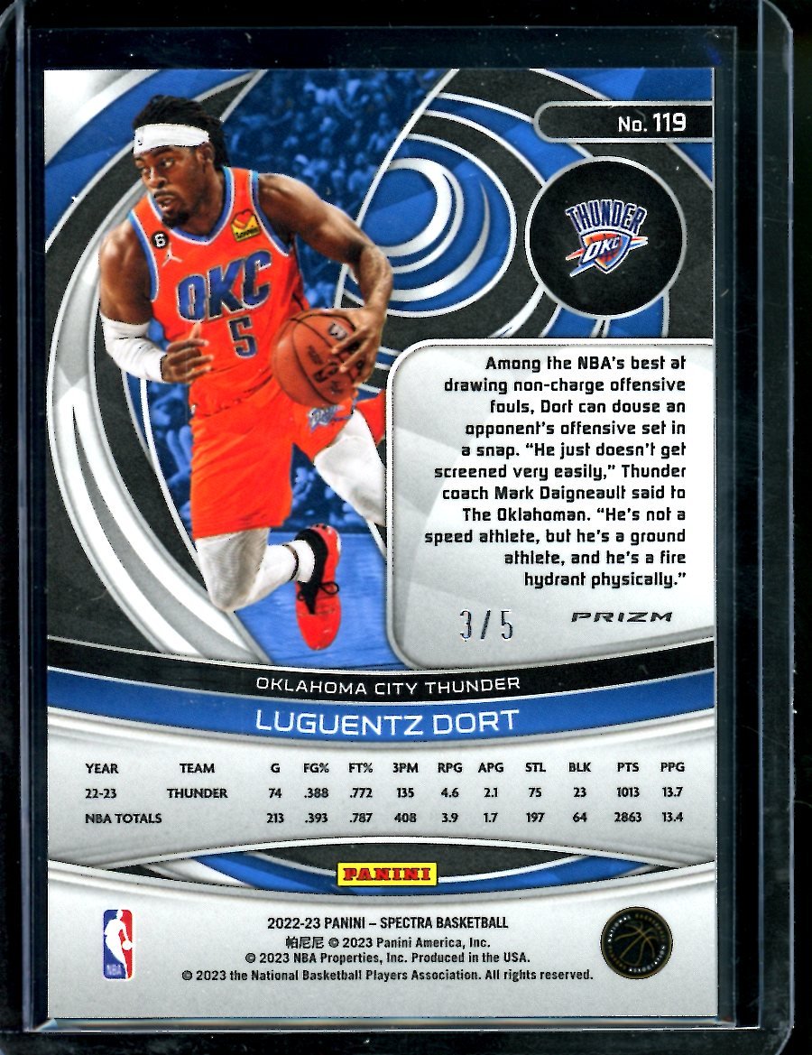 2022 - 23 Panini Spectra Luguentz Dort /5 Thunder - Trading Card Market