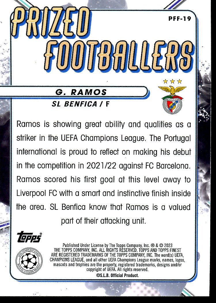 2023 Topps Finest Goncalo Ramos Prized Footballers Fusion SSP Benfica - Trading Card Market