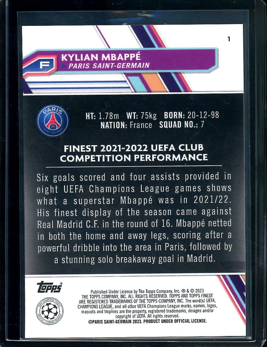 2023 Topps Finest Kylian Mbappe /250 PSG - Trading Card Market