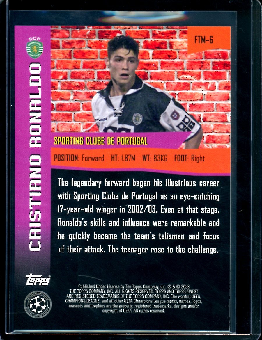 2023 Topps Finest Cristiano Ronaldo The Man Purple /299 Sporting Portugal - Trading Card Market
