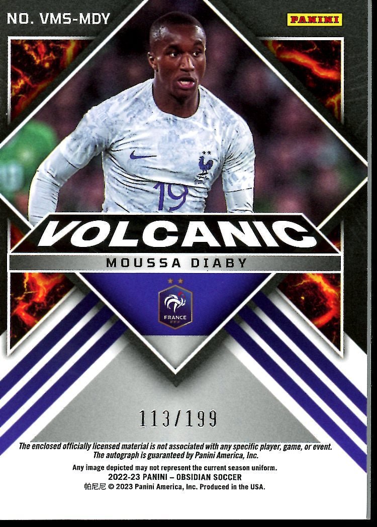2022 - 23 Panini Obsidian Moussa Diaby Volcanic Patch Auto /199 France - Trading Card Market