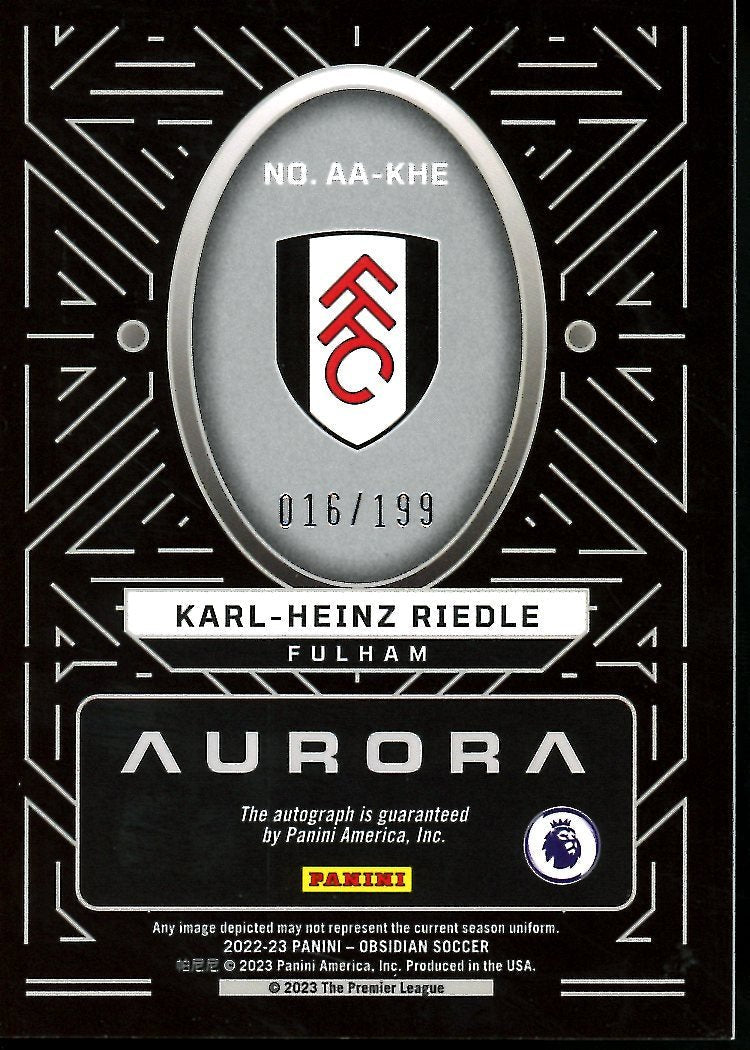 2022 - 23 Panini Obsidian Karl - Heinz Riedle Aurora Auto /199 Fulham - Trading Card Market
