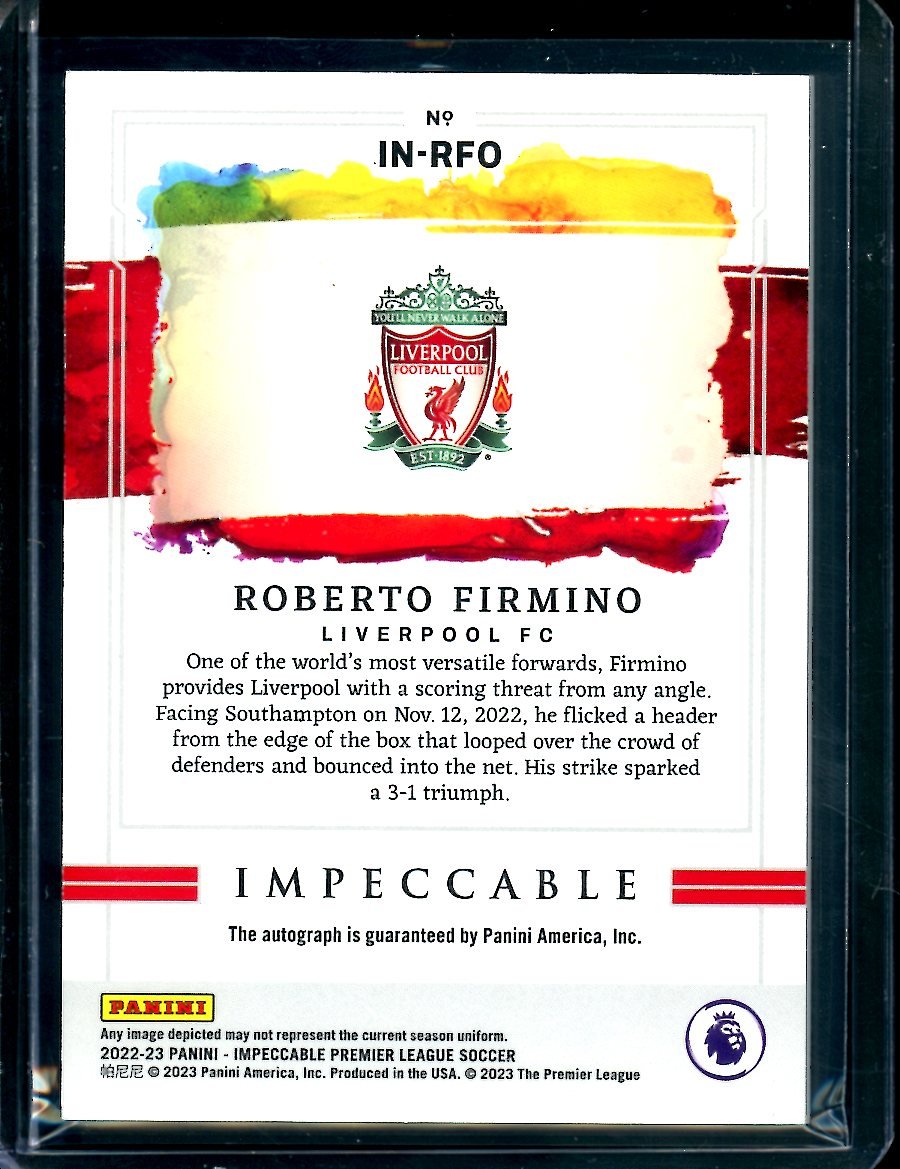 2022 - 23 Panini Impeccable Roberto Firmino Indelible Ink Auto /59 Liverpool - Trading Card Market
