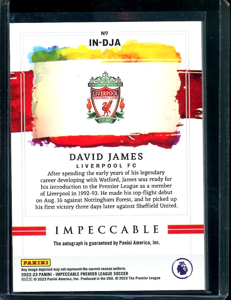 2022 - 23 Panini Impeccable David James Indelible Ink Auto /59 Liverpool - Trading Card Market