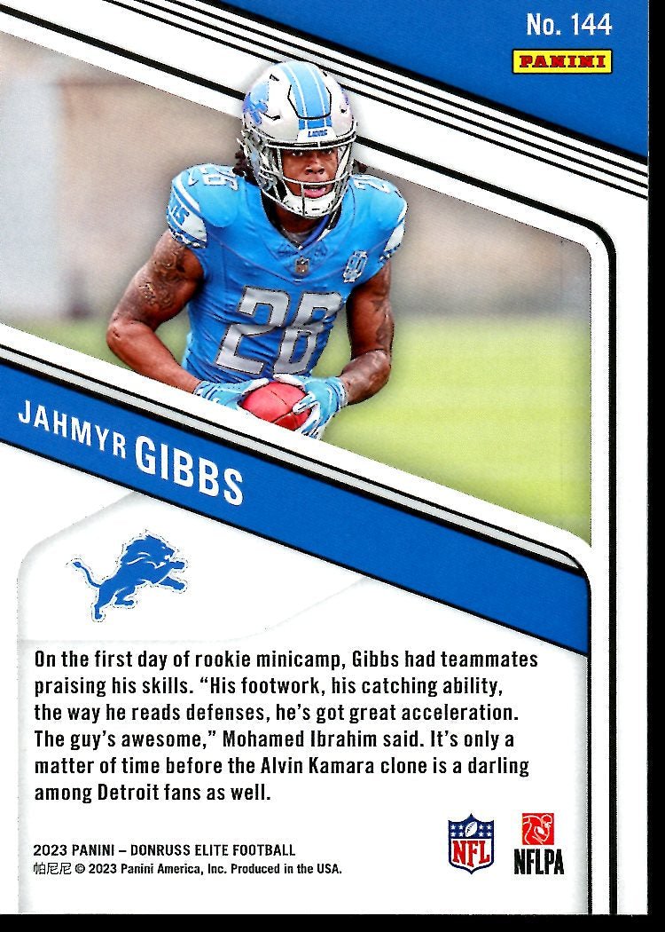 2023 Panini Elite Jahmyr Gibbs Rookie Orange /399 Lions - Trading Card Market