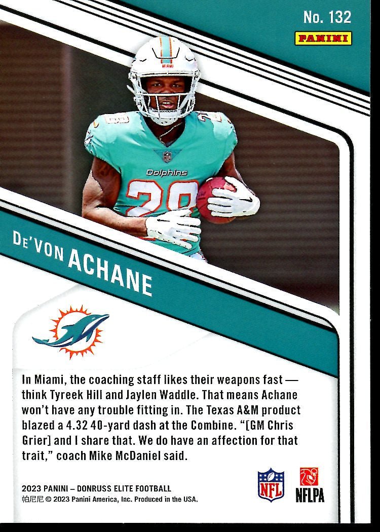 2023 Panini Elite De'von Achane Rookie /999 Dolphins - Trading Card Market