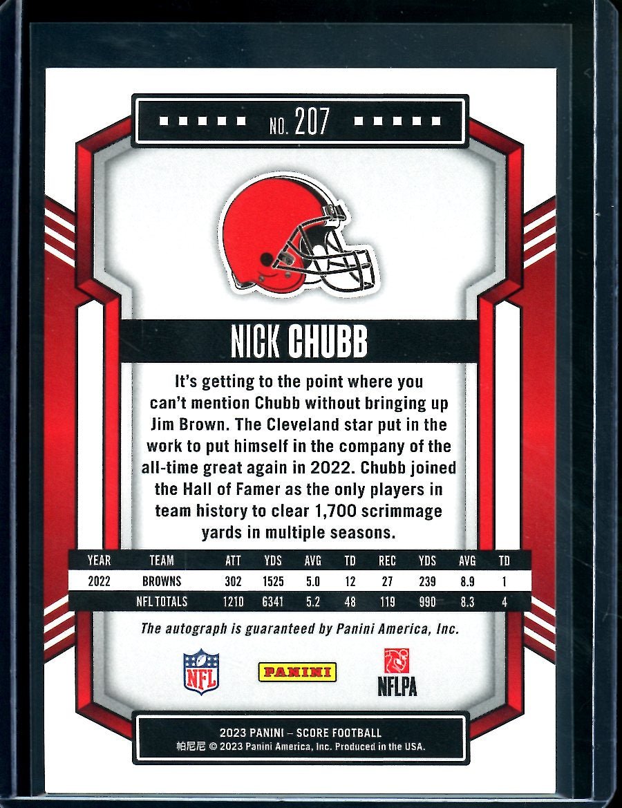 2023 Panini Score Nick Chubb Red Zone Auto /10 Browns - Trading Card Market