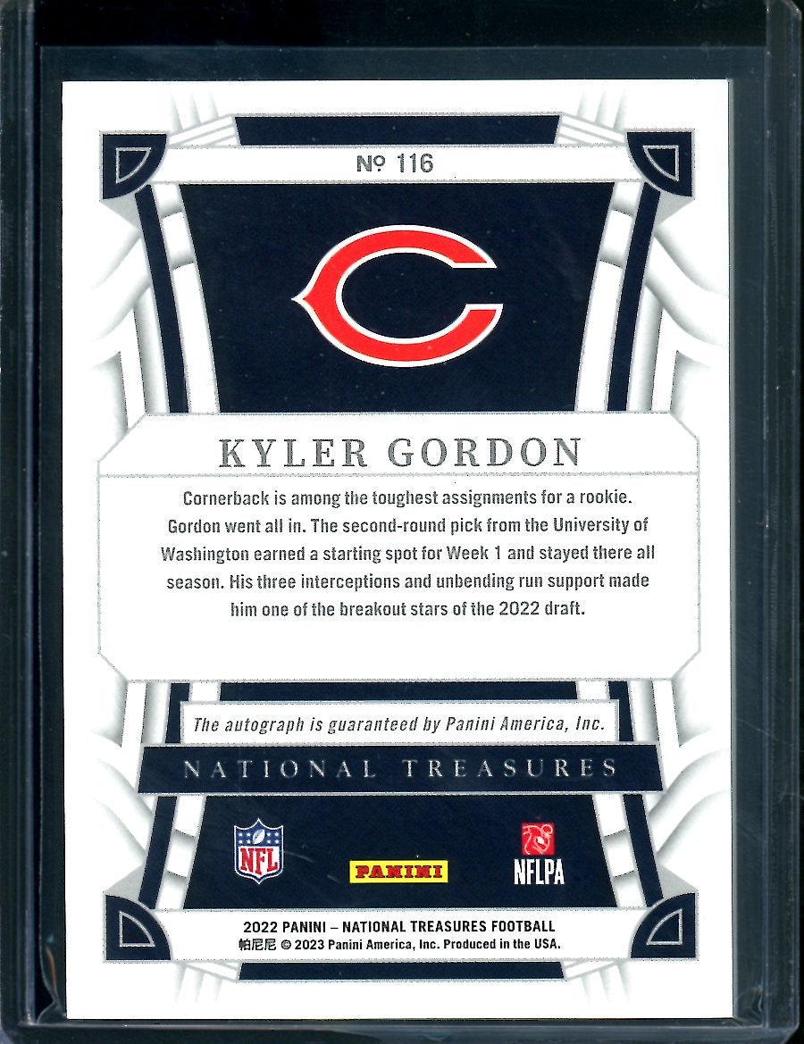 2022 Panini National Treasures Kyler Gordon Rookie Auto /35 Bears - Trading Card Market