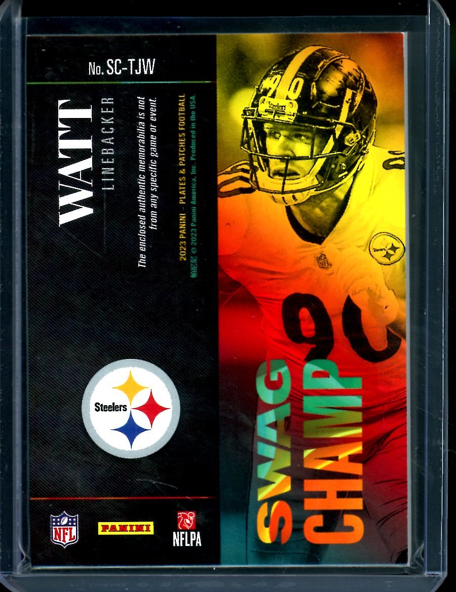 2023 Panini Plates & Patches T.J. Watt Swag Champs Patch /75 Steelers - Trading Card Market