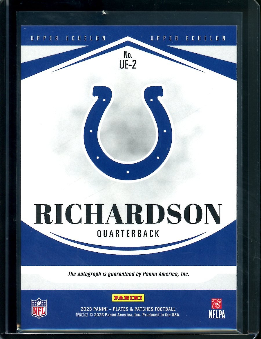 2023 Panini Plates & Patches Anthony Richardson Rookie Auto /149 Colts - Trading Card Market