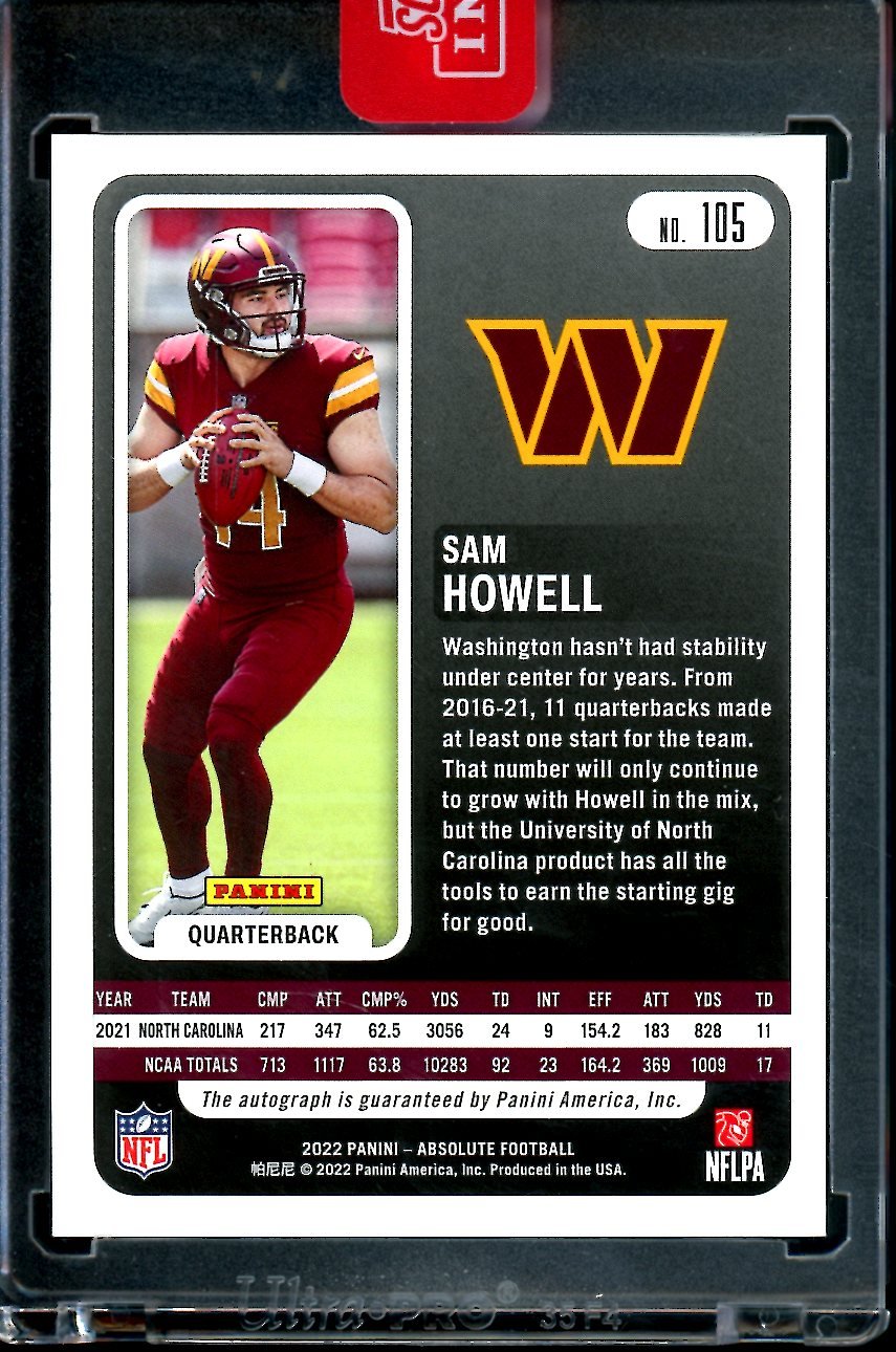 2022 Panini Absolute Sam Howell Rookie Auto /35 Commanders - Trading Card Market