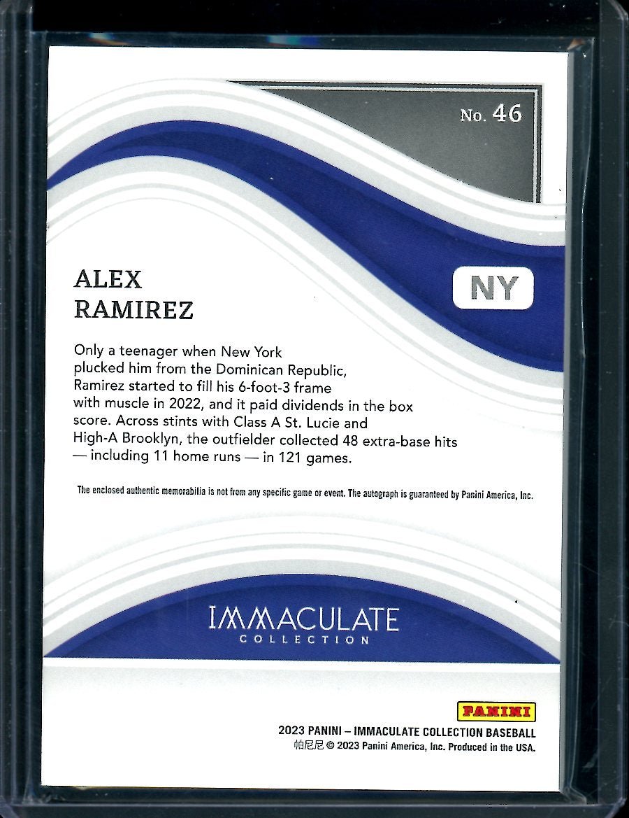 2023 Panini Immaculate Alex Ramirez Patch Auto Gold /99 Mets - Trading Card Market
