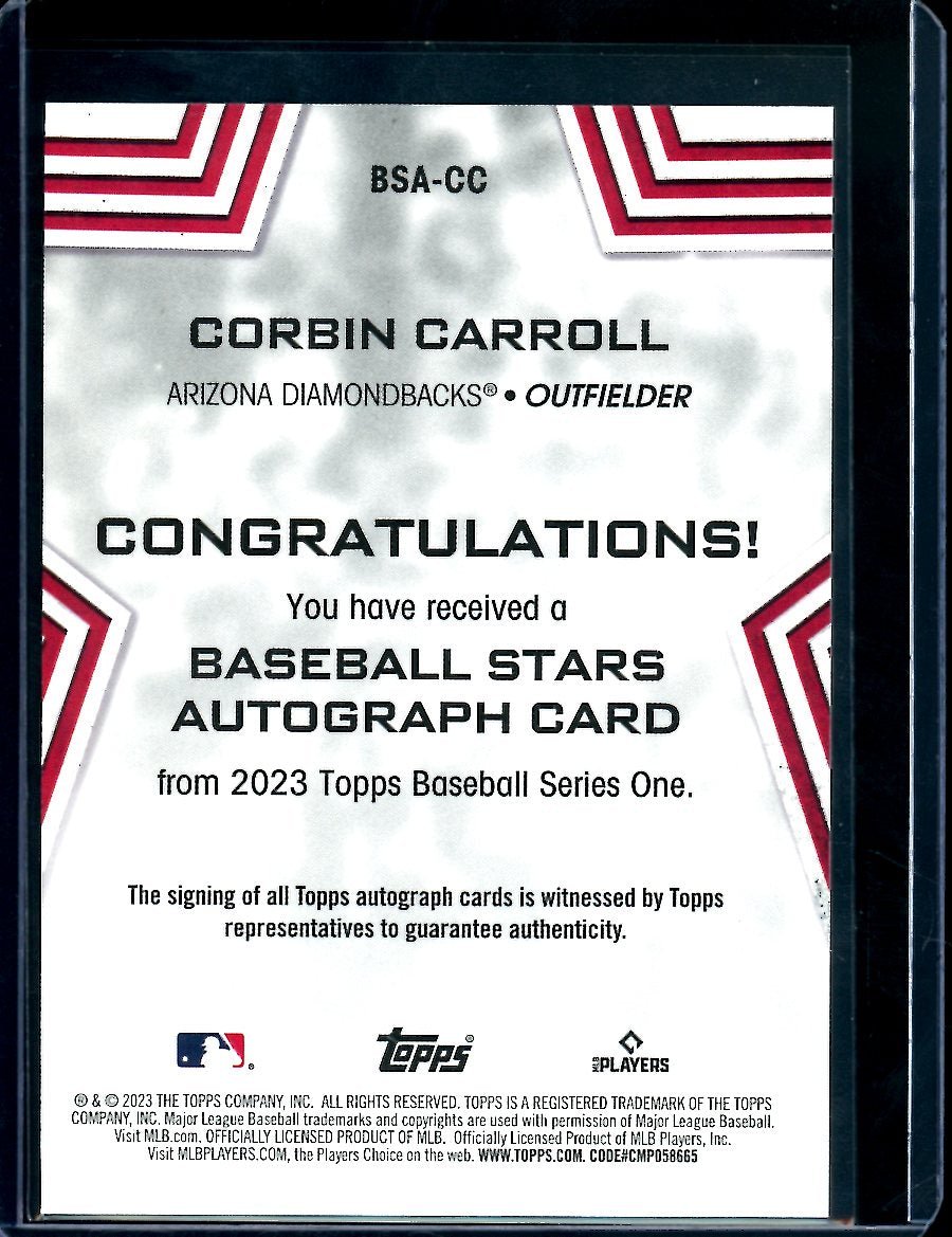 2023 Topps Series One Corbin Carroll Rookie Auto Diamondbacks - Trading Card Market