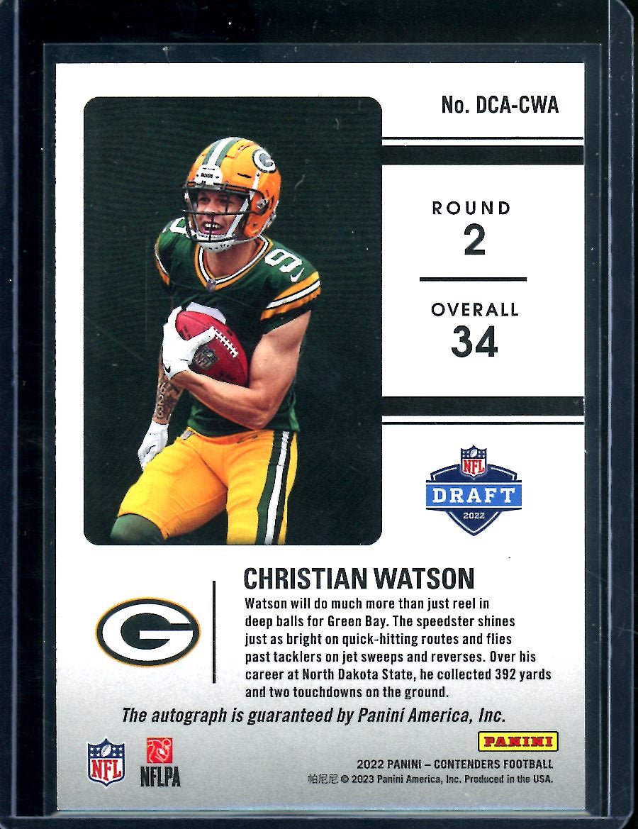 2022 Panini Contenders Christian Watson Rookie Draft Class Auto /99 Packers - Trading Card Market