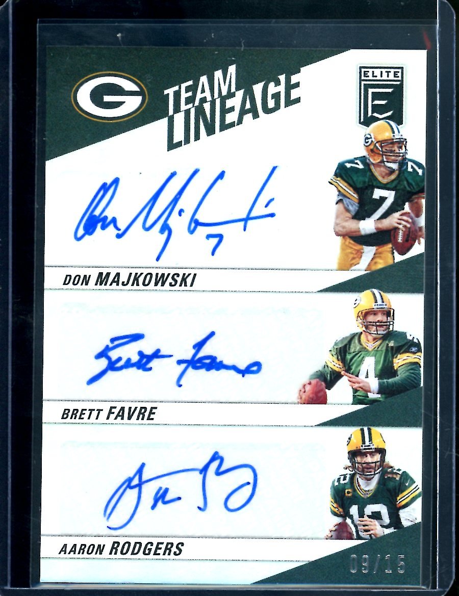 2022 Panini Elite Don Majkowski/Brett Favre/Aaron Rodgers Team Lineage Auto /15 Packers - Trading Card Market