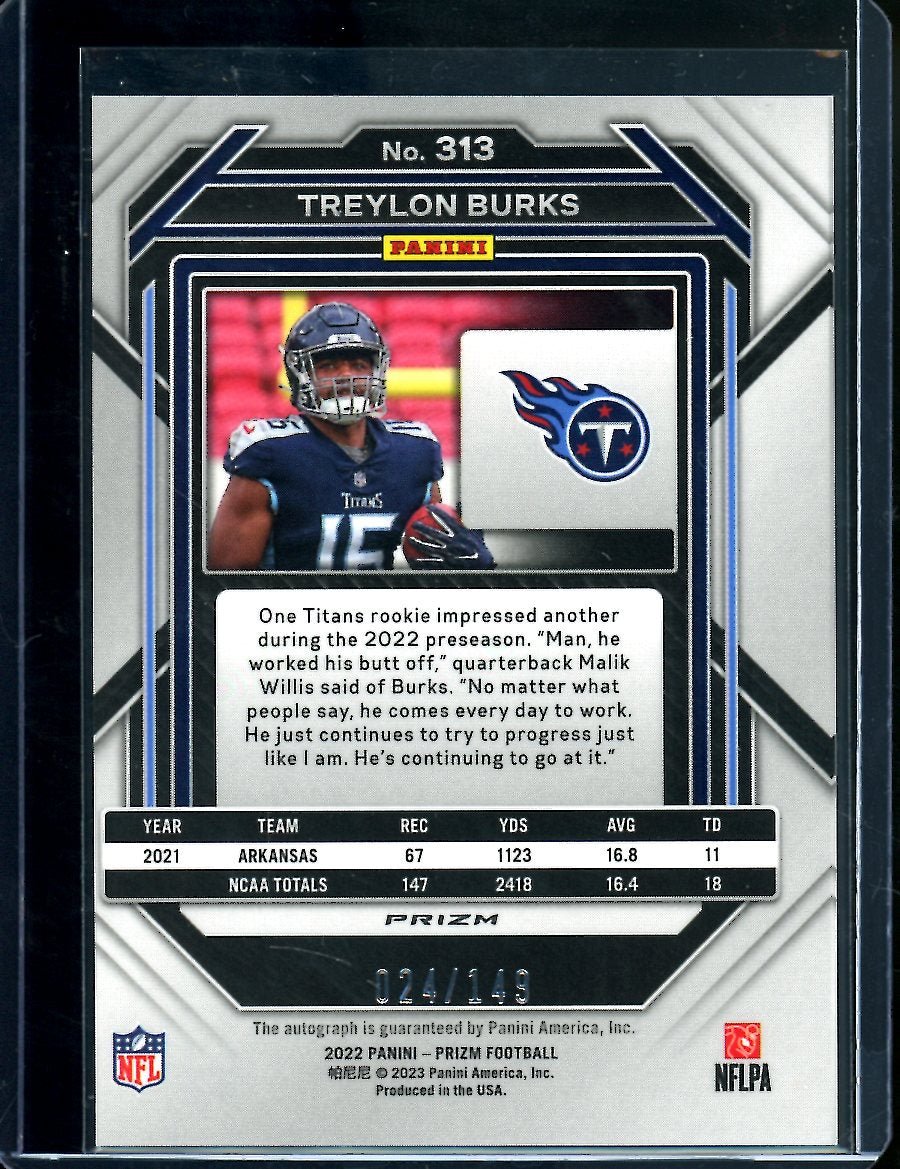 2022 Panini Prizm Treylon Burks Rookie Auto Red Wave /149 Titans - Trading Card Market