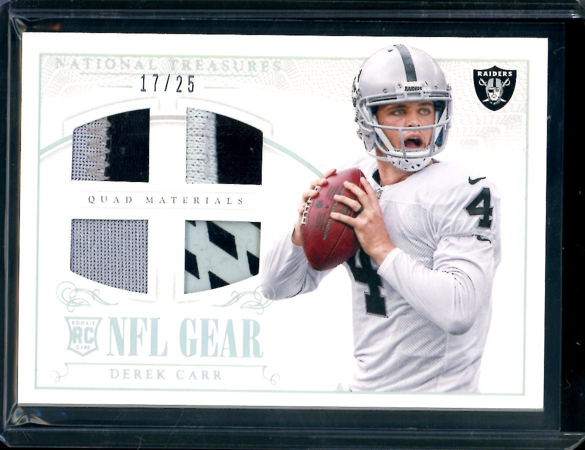 2014 Panini National Treasures Derek Carr Rookie Quad Patch /25 Raiders - Trading Card Market
