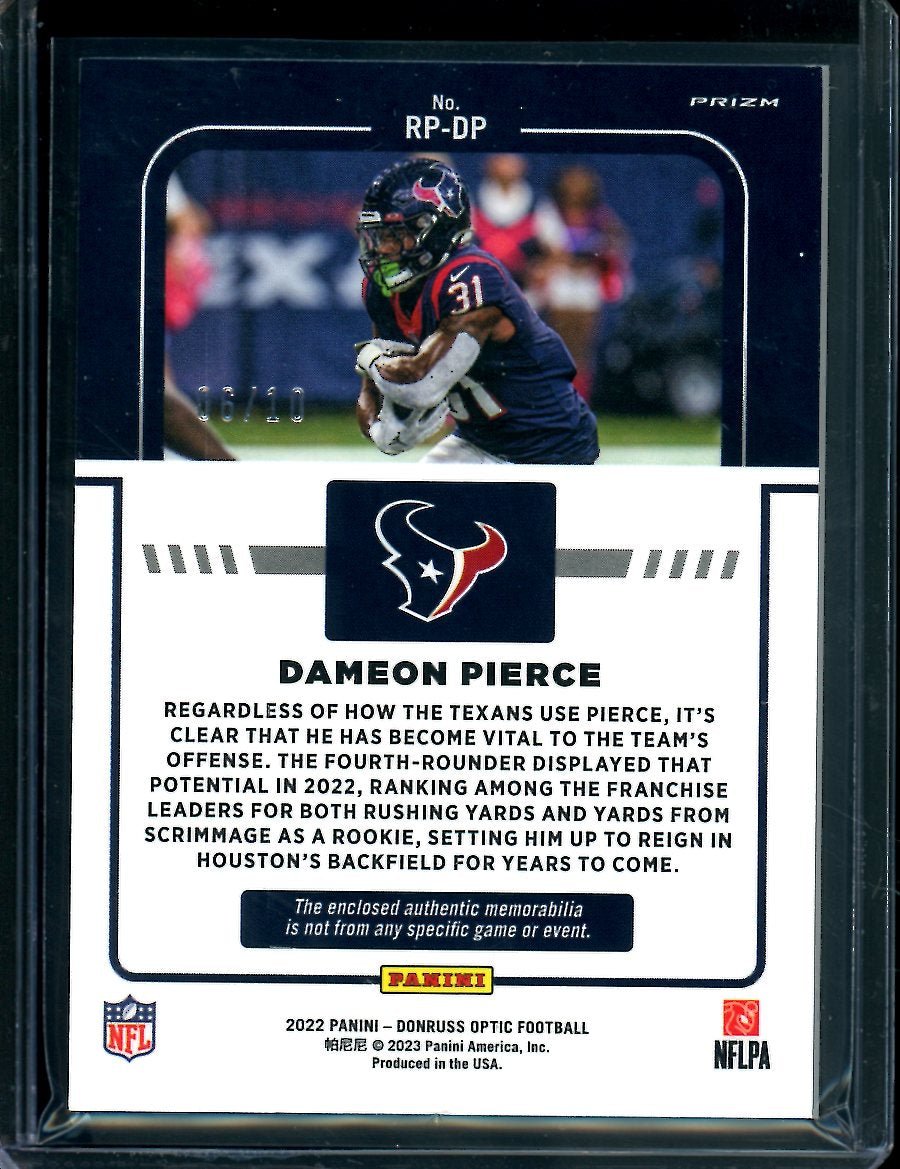 2022 Panini Optic Dameon Pierce Rookie Phenom Patch Gold /10 Texans - Trading Card Market